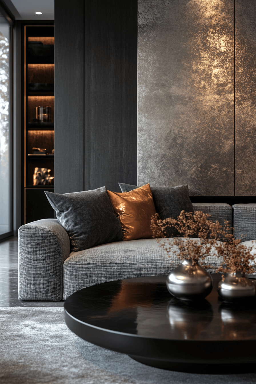 black living room decor