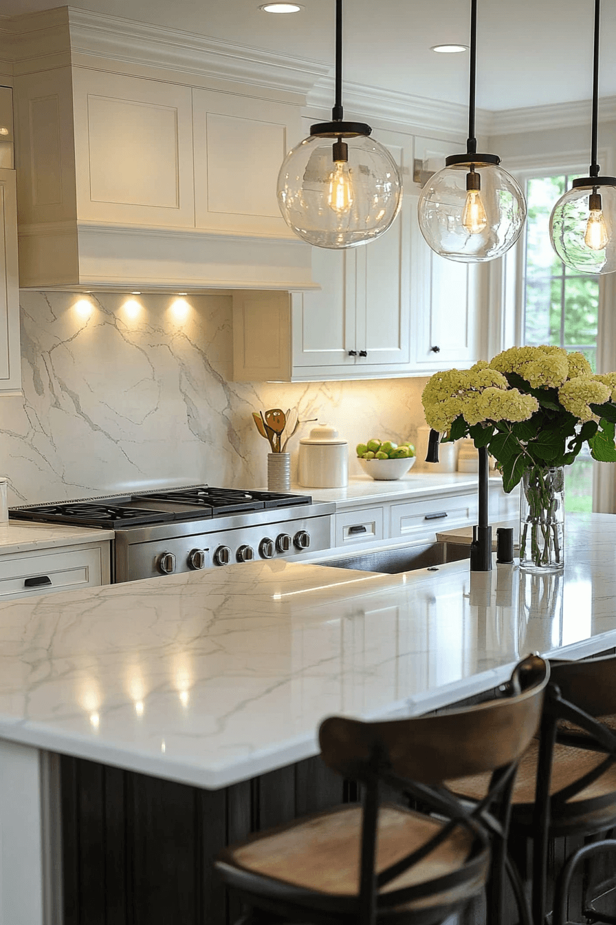 29 White Marble Kitchen Ideas To Create A Statement Cooking Area ...