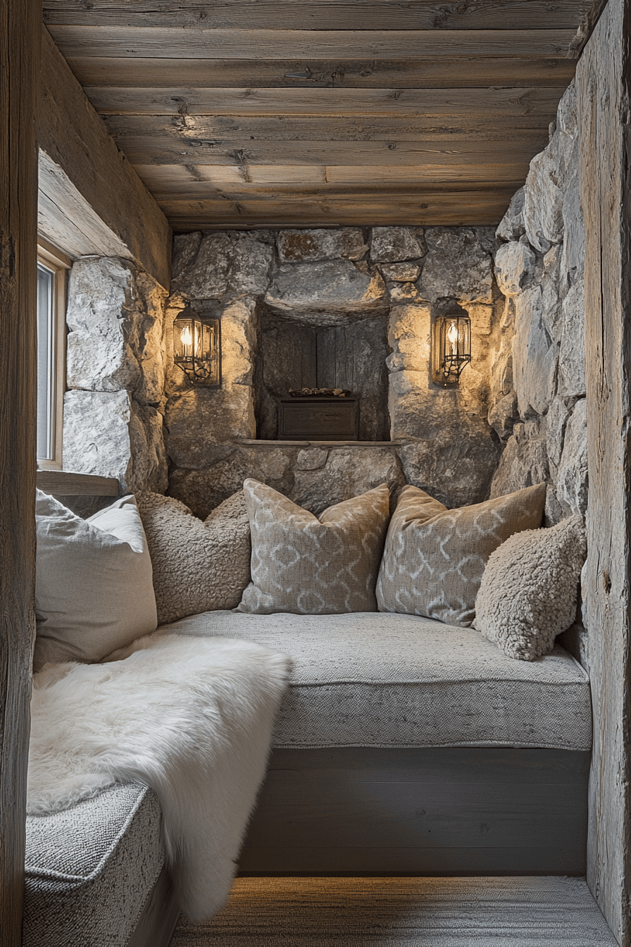 old cabin interior living room