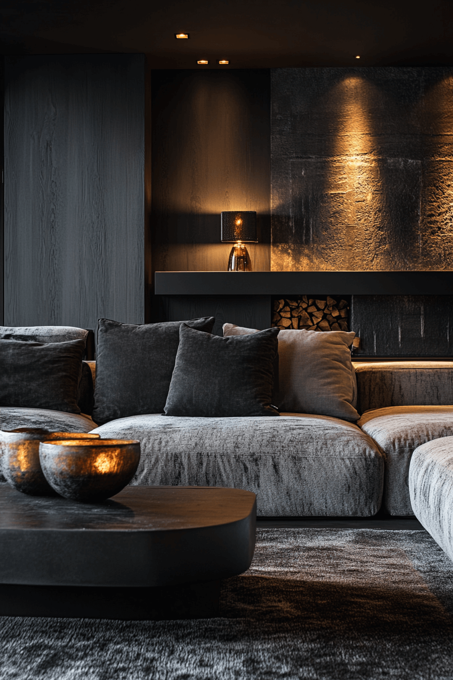 black living room decor