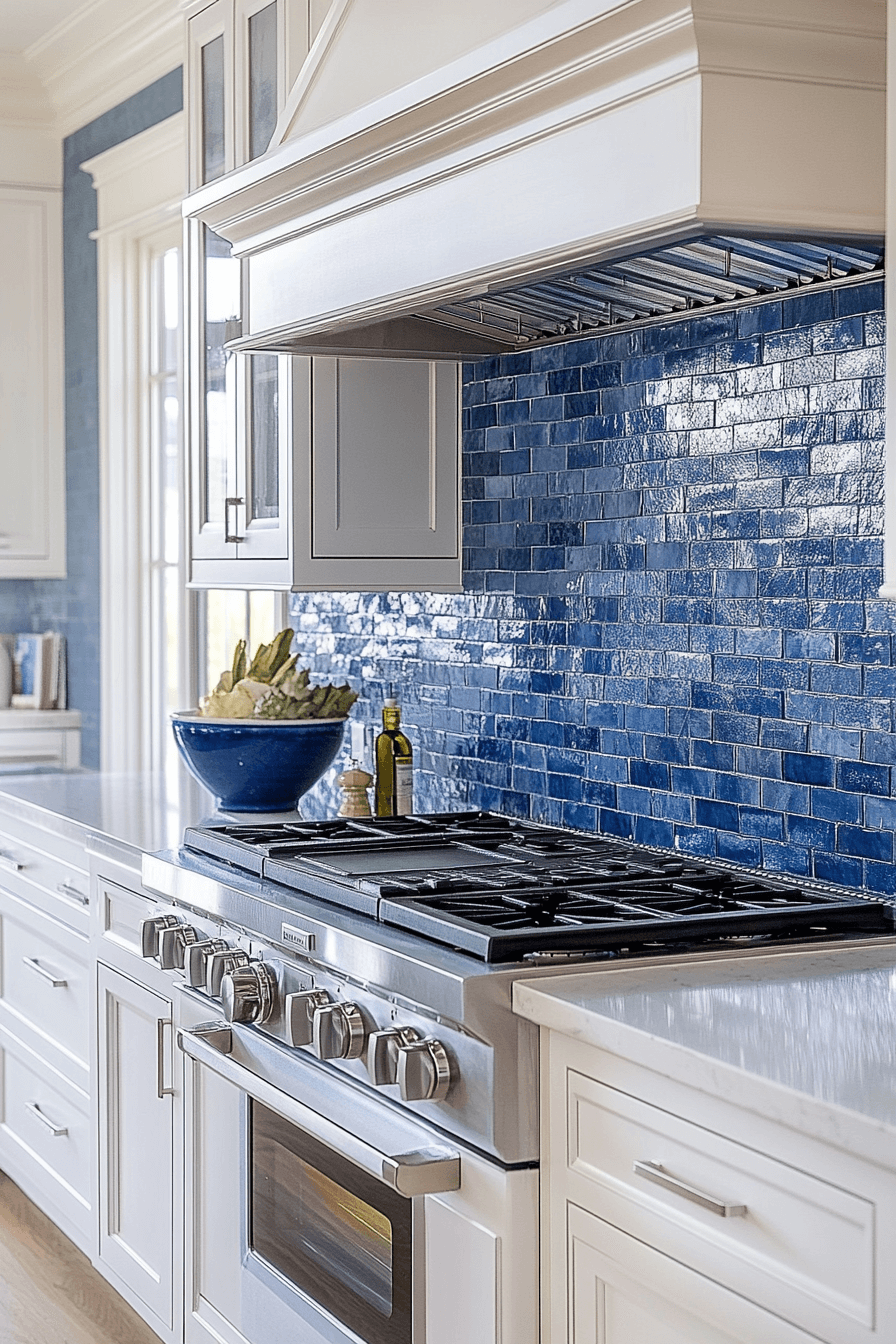 blue and white kitchen