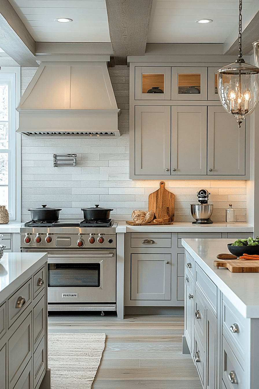 grey and white kitchen