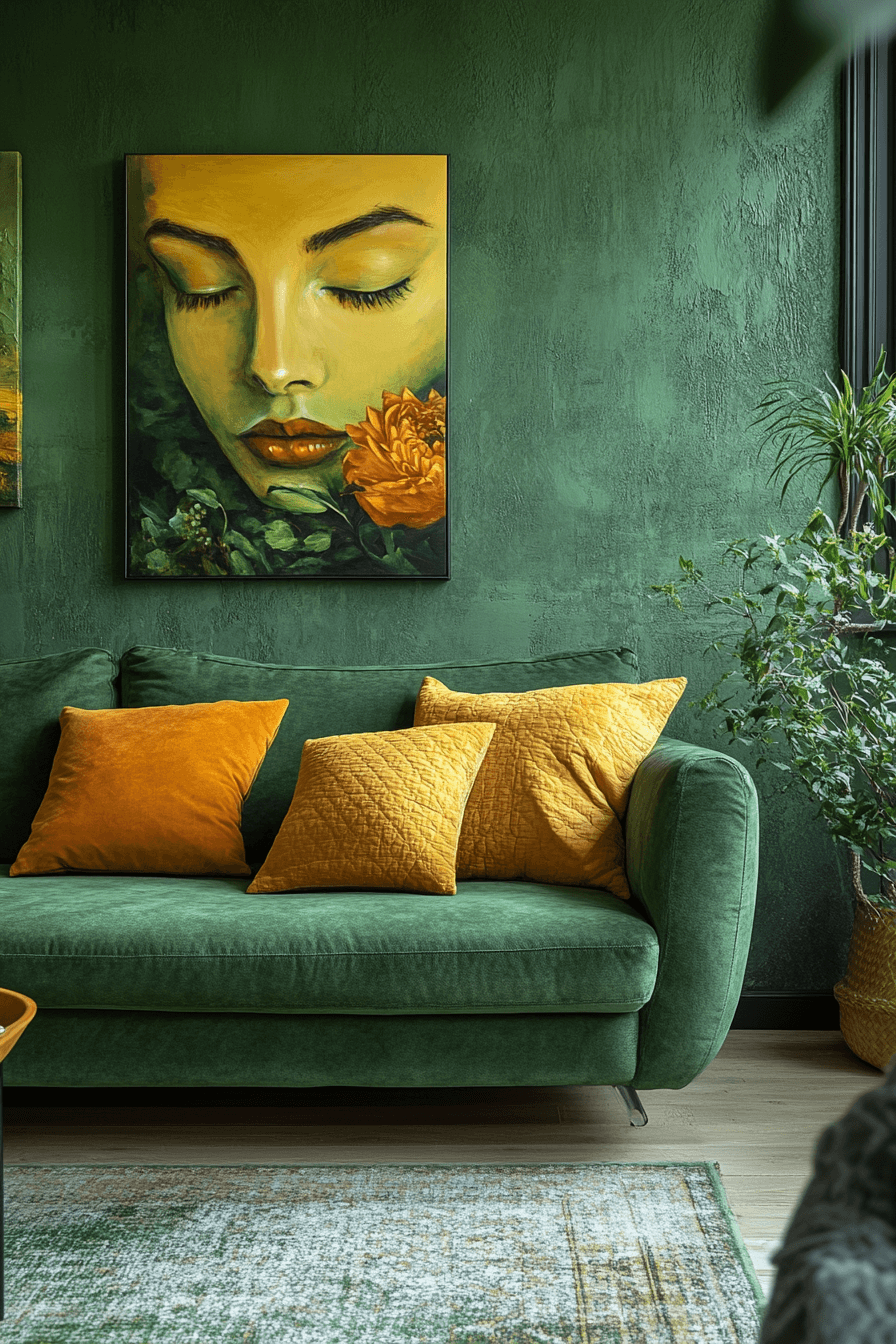 green living room decor