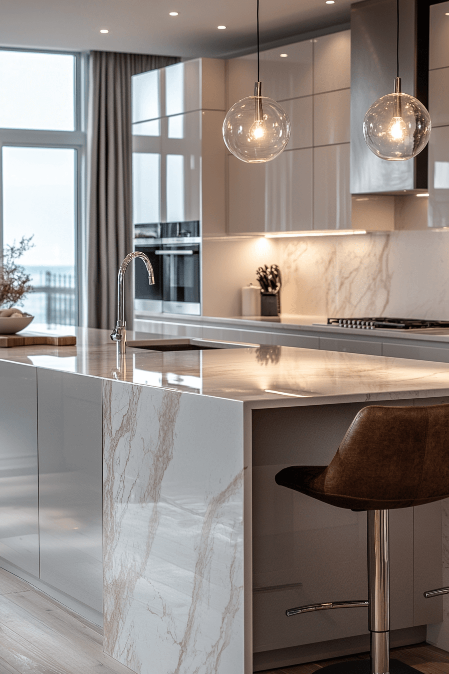 29 White Marble Kitchen Ideas To Create A Statement Cooking Area ...