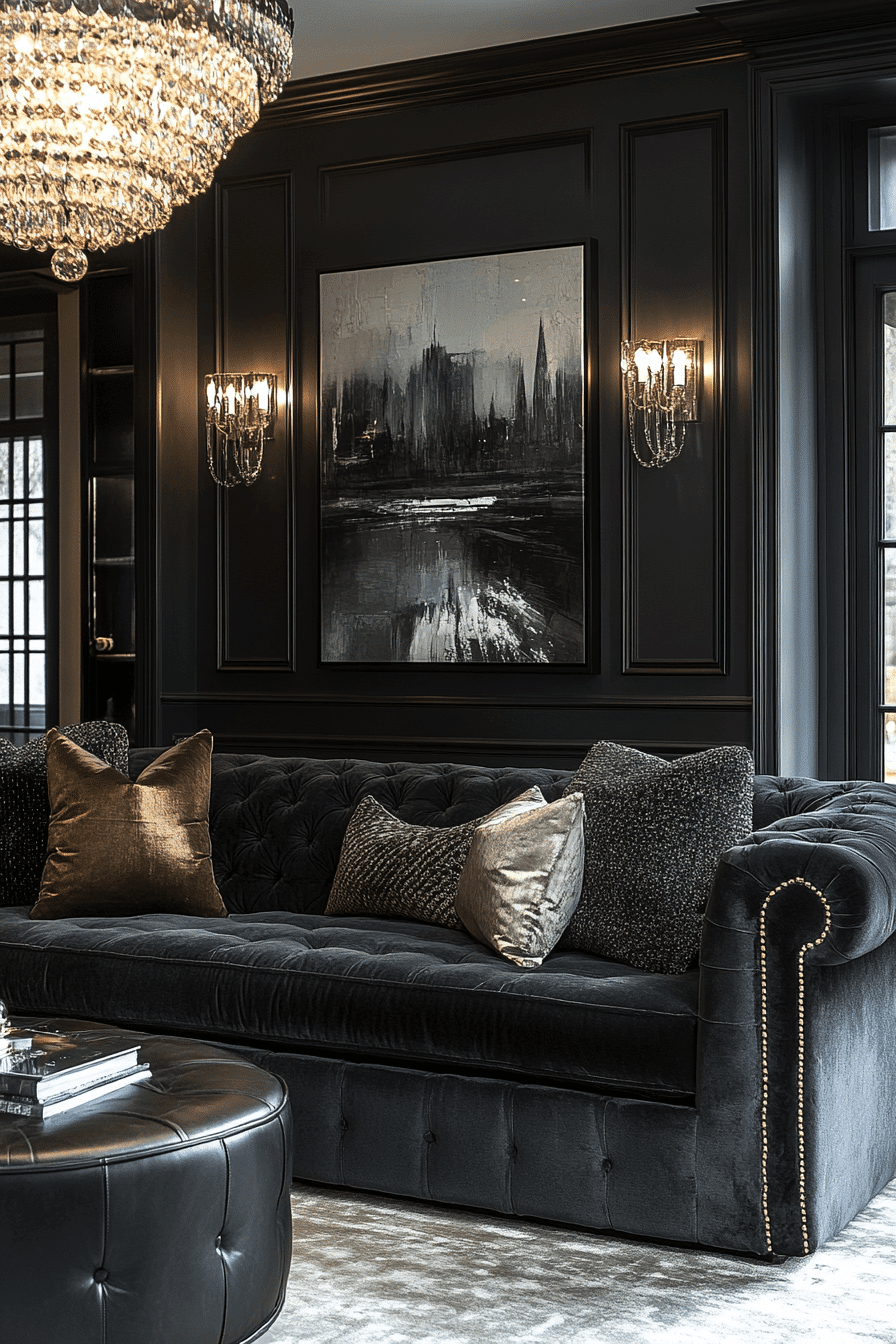 dark gray couch living room