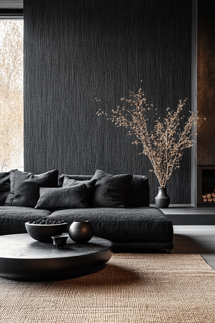 black living room decor