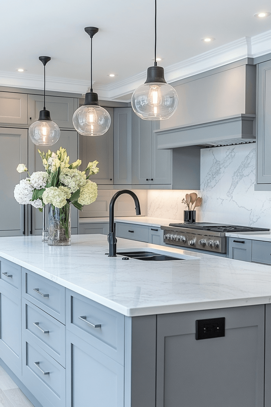 grey and white kitchen