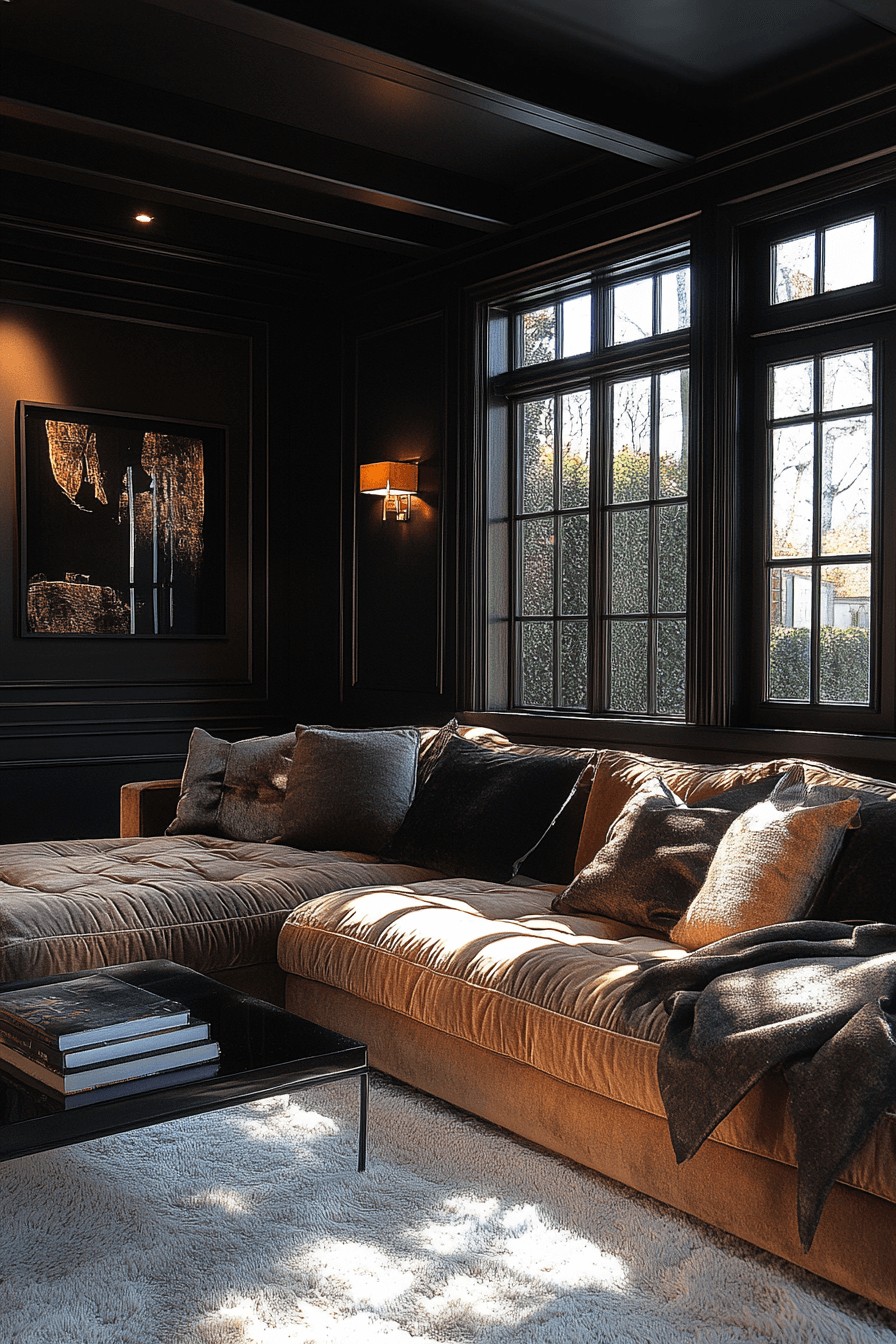 black living room decor