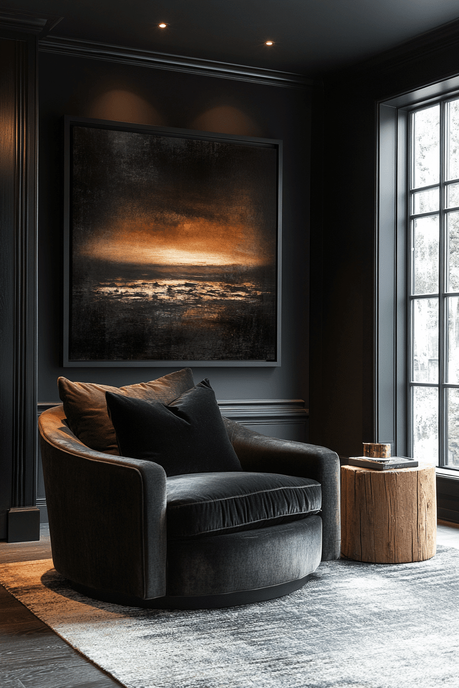 black living room decor