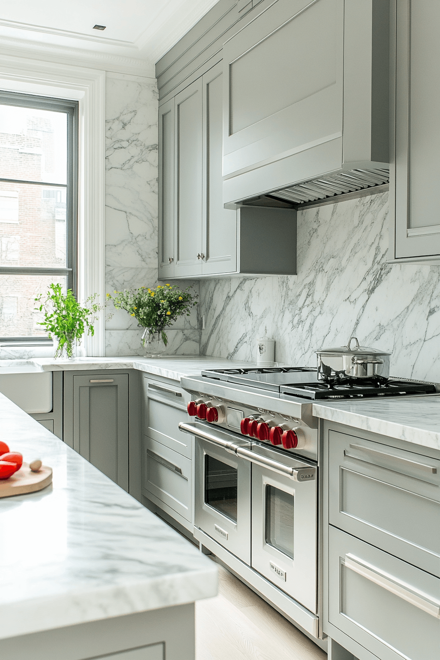 grey and white kitchen