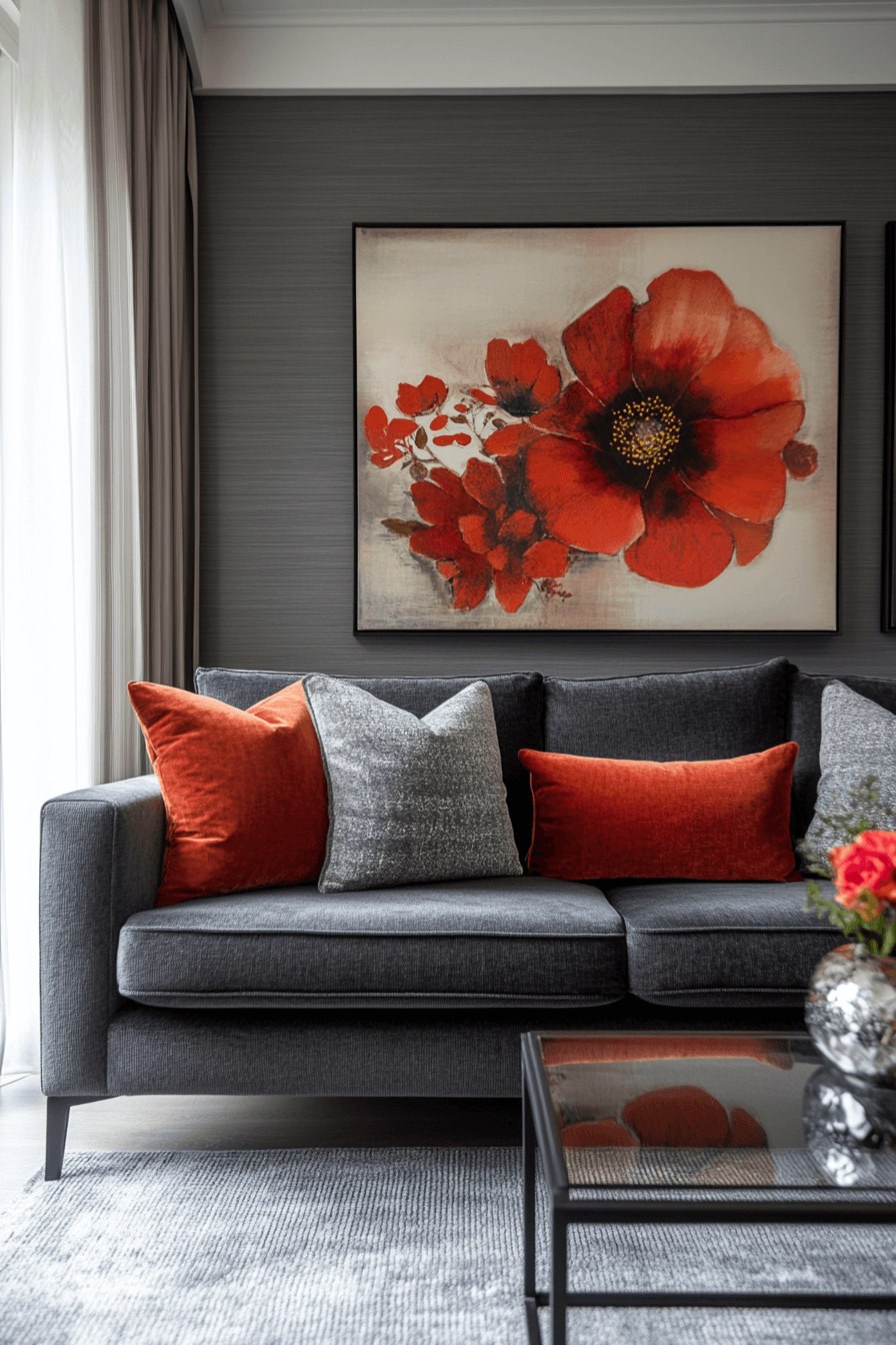 dark gray couch living room