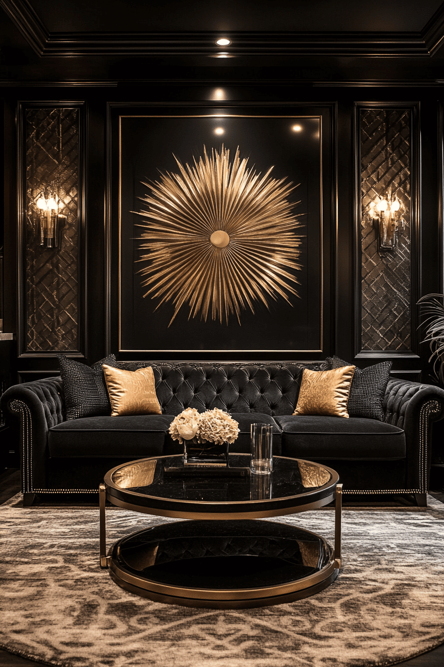 black living room decor