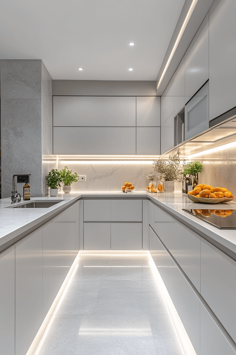 grey and white kitchen