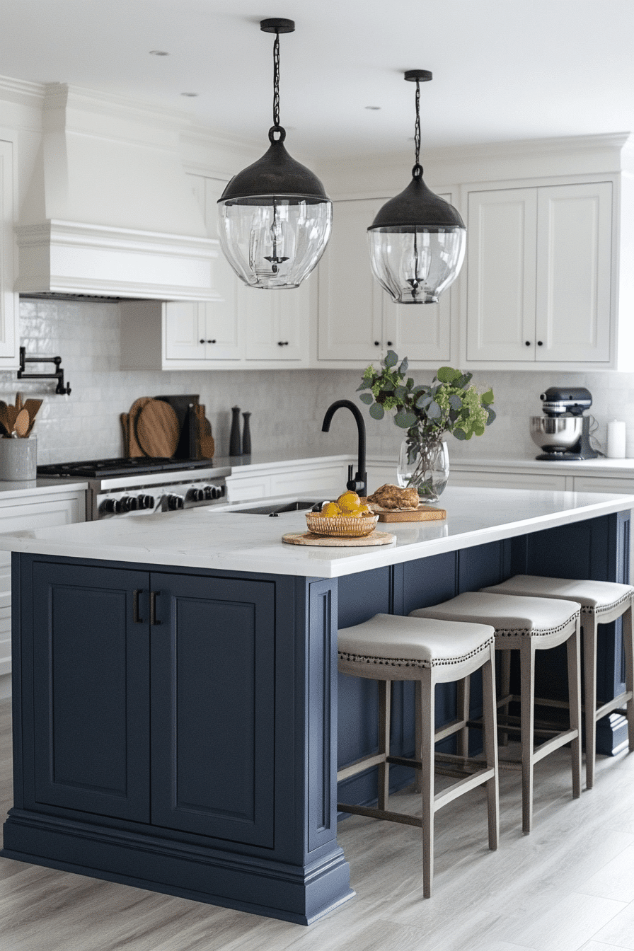 blue and white kitchen