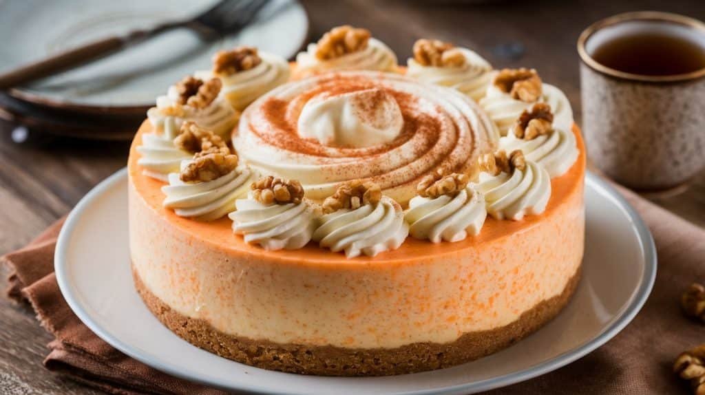 No-Bake Carrot Cake Cheesecake with Cream Cheese Frosting