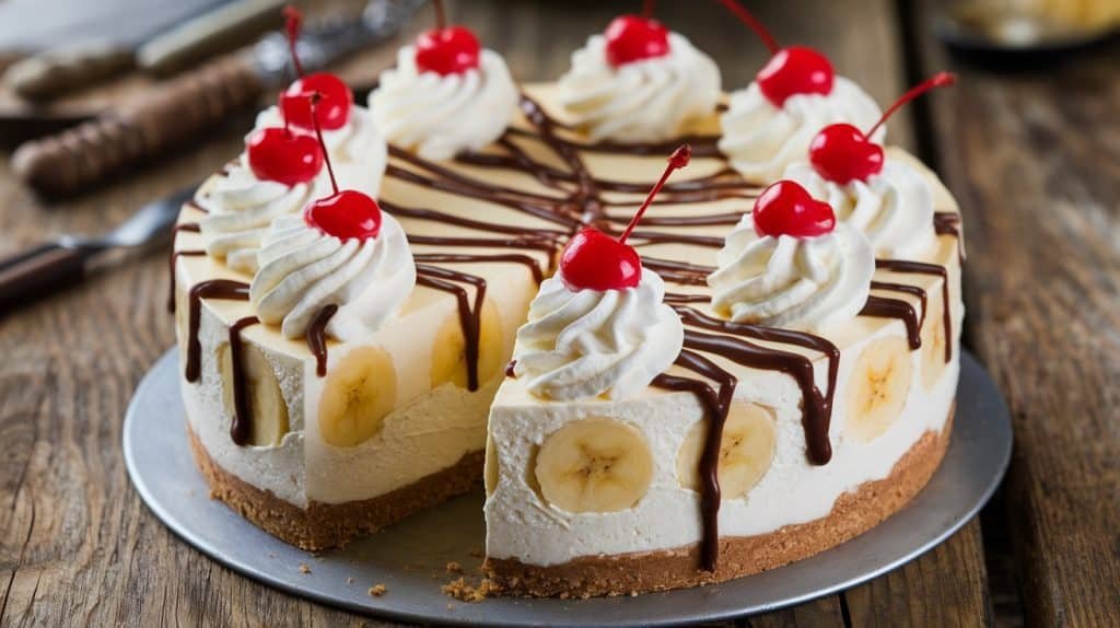 No-Bake Banana Split Cheesecake