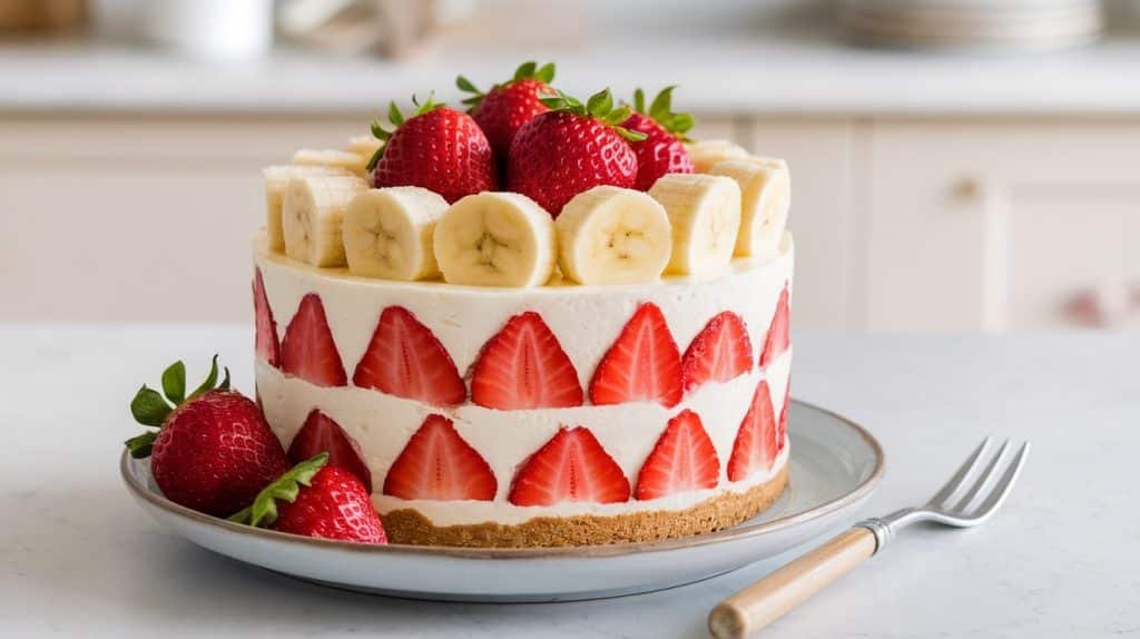 No-Bake Strawberry Banana Cheesecake