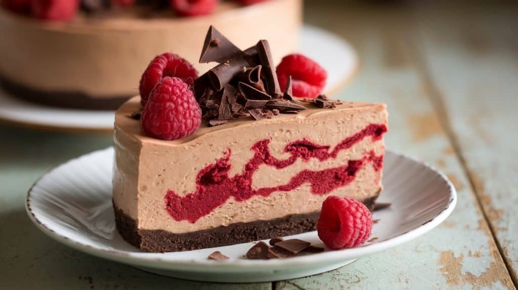 No-Bake Raspberry Mocha Cheesecake