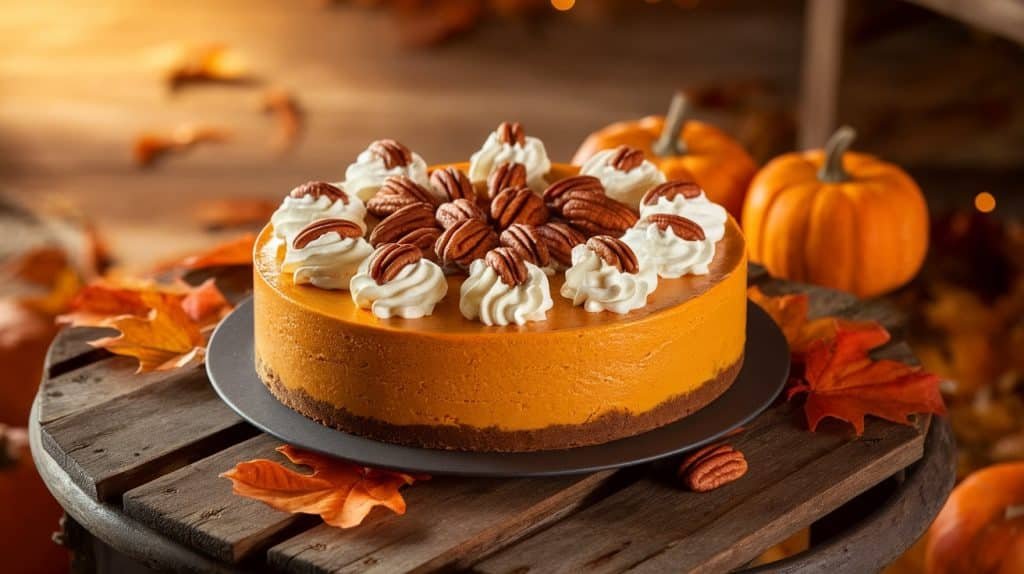 No-Bake Pumpkin Pecan Cheesecake