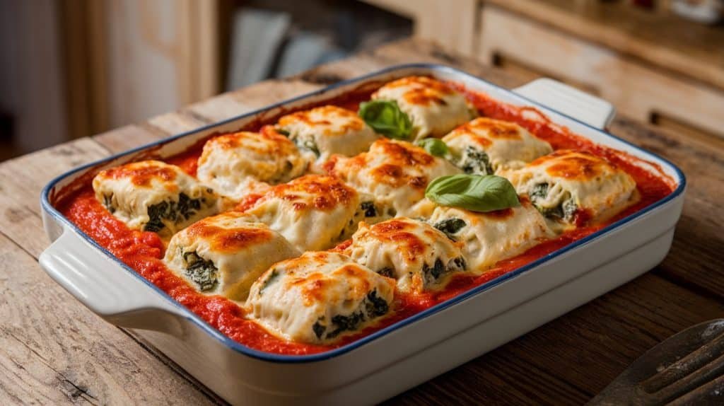 Baked Spinach and Cheese Manicotti
