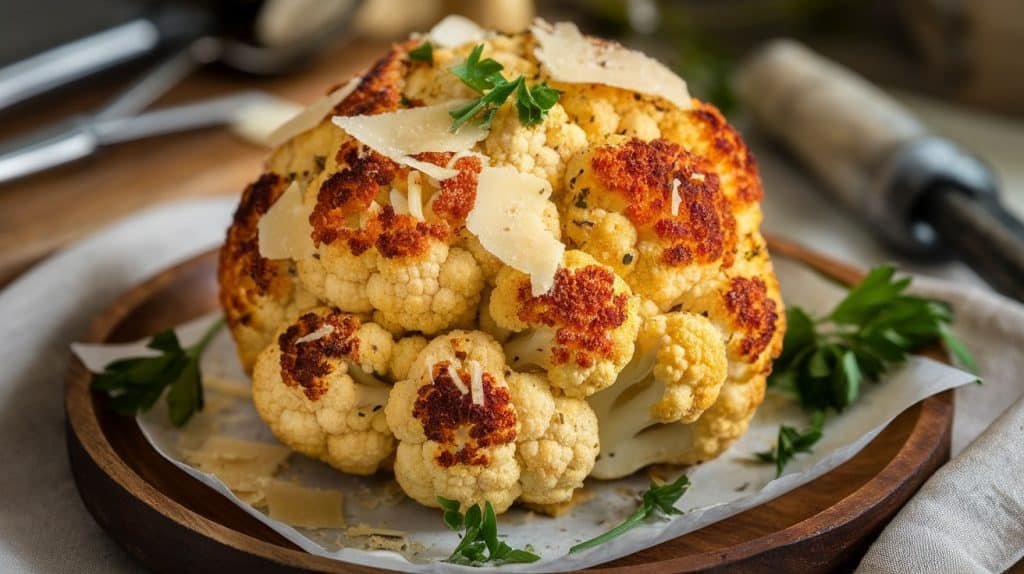 Garlic Parmesan Roasted Cauliflower (Vegetarian)