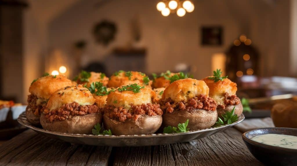 Stuffed Mushrooms with Ground Beef