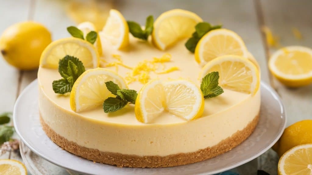 No-Bake Lemon Cheesecake with Shortbread Crust
