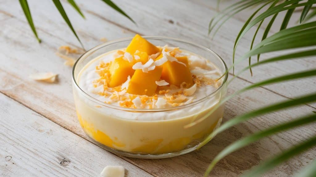 Silky Coconut Mango Pudding