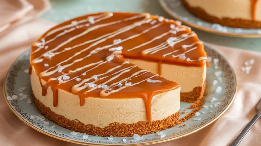 No-Bake Salted Caramel Pretzel Cheesecake