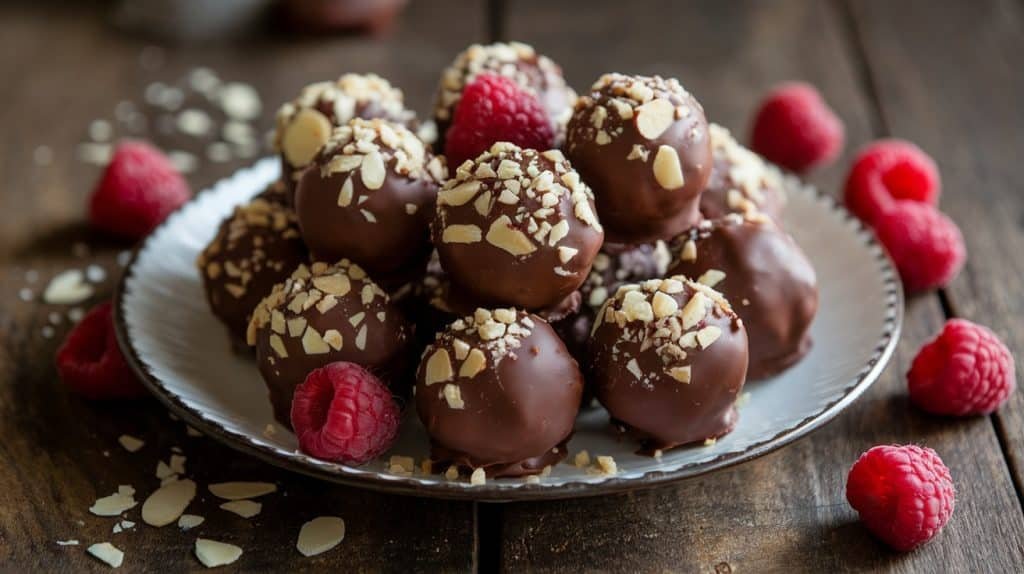 No-Bake Raspberry Almond Truffles