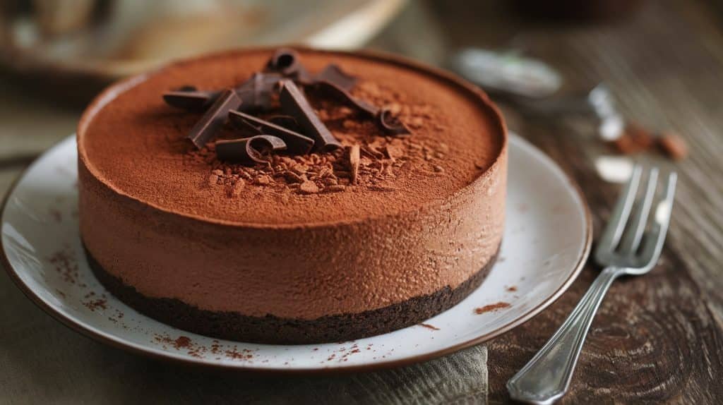 No-Bake Dark Chocolate Cheesecake with Espresso Crust
