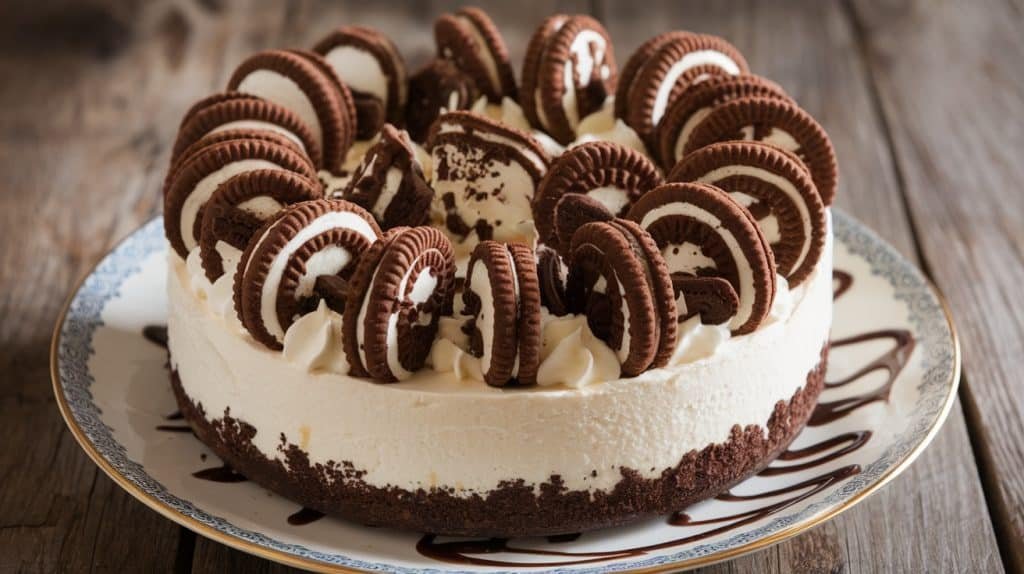 No-Bake Cookies and Cream Cheesecake with Extra Cookie Chunks