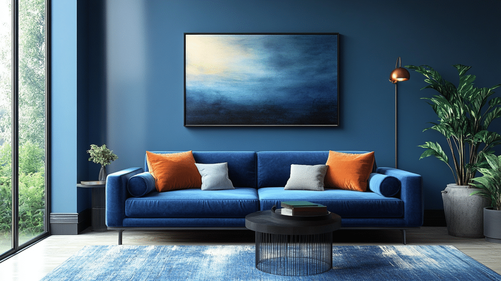 blue living room decor