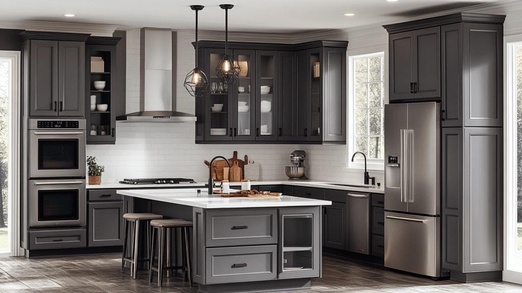 grey and white kitchen