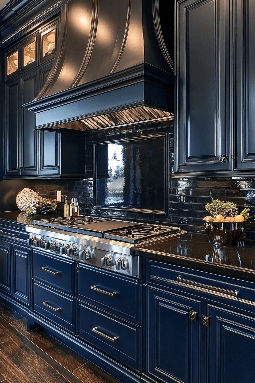 navy blue kitchen cabinets