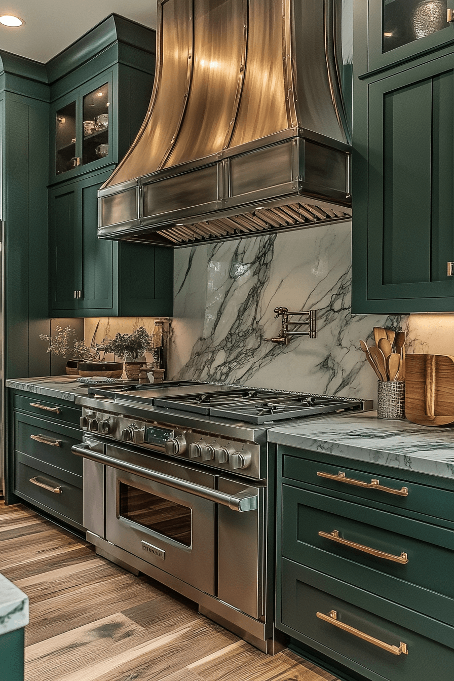 dark green kitchen cabinets