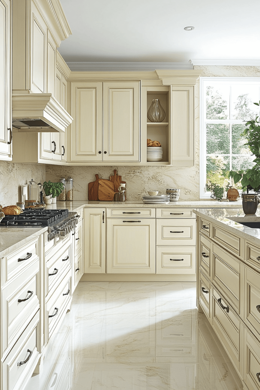 beige kitchen cabinets