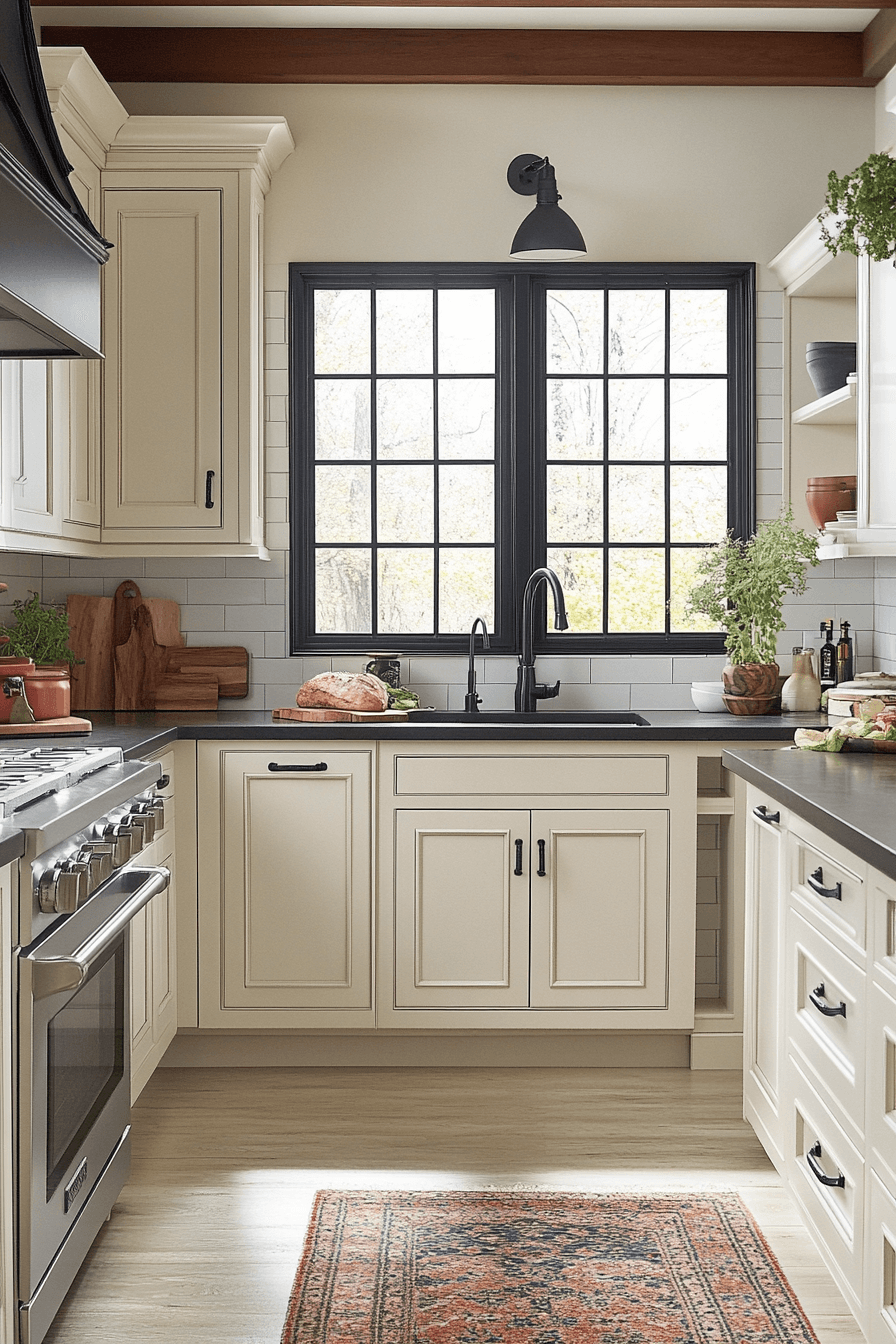 cream kitchen cabinets