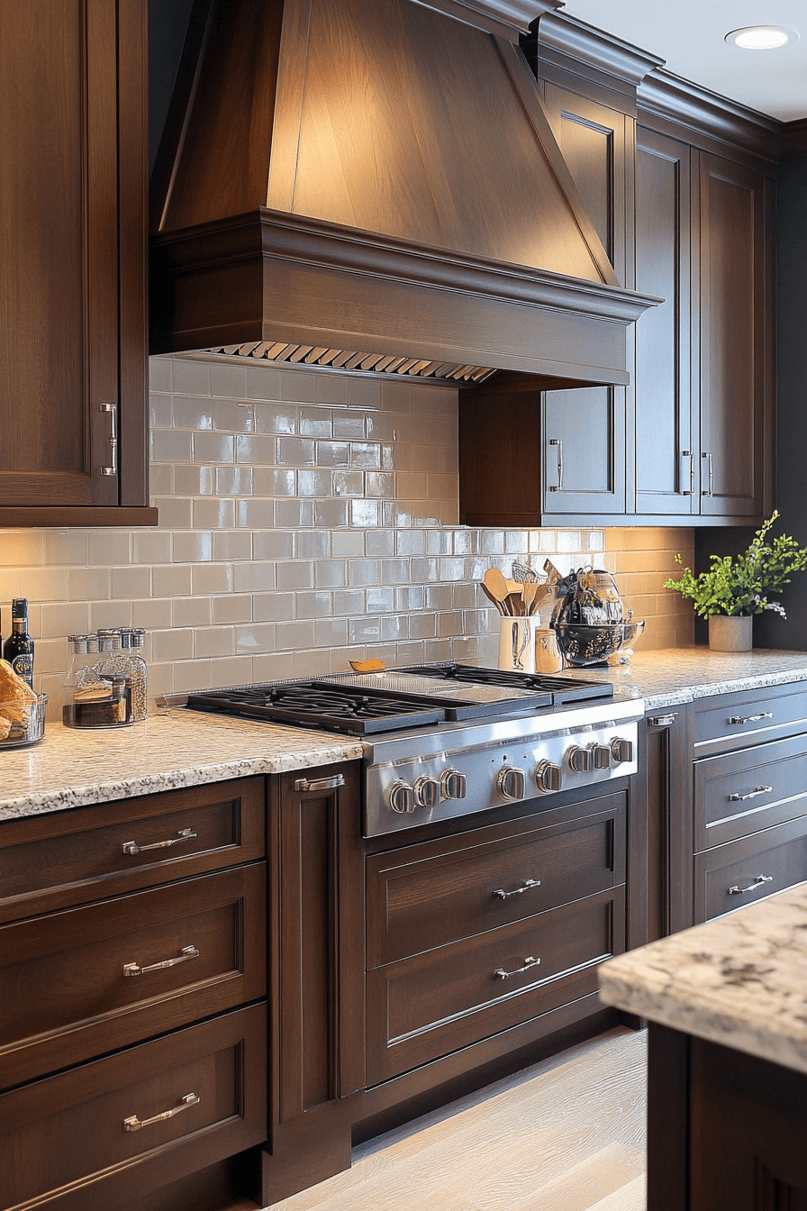 brown cabinets kitchen