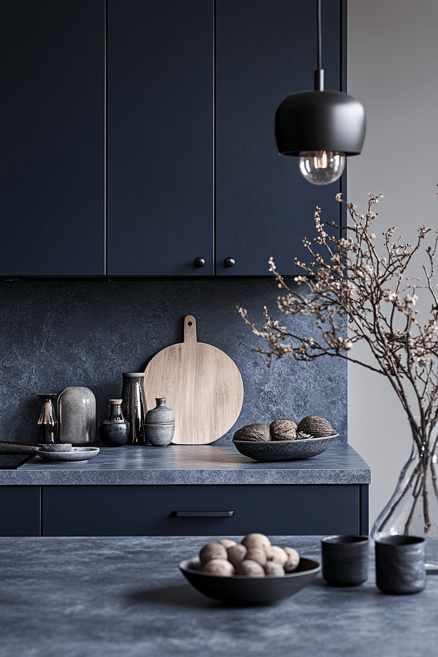 navy blue kitchen cabinets