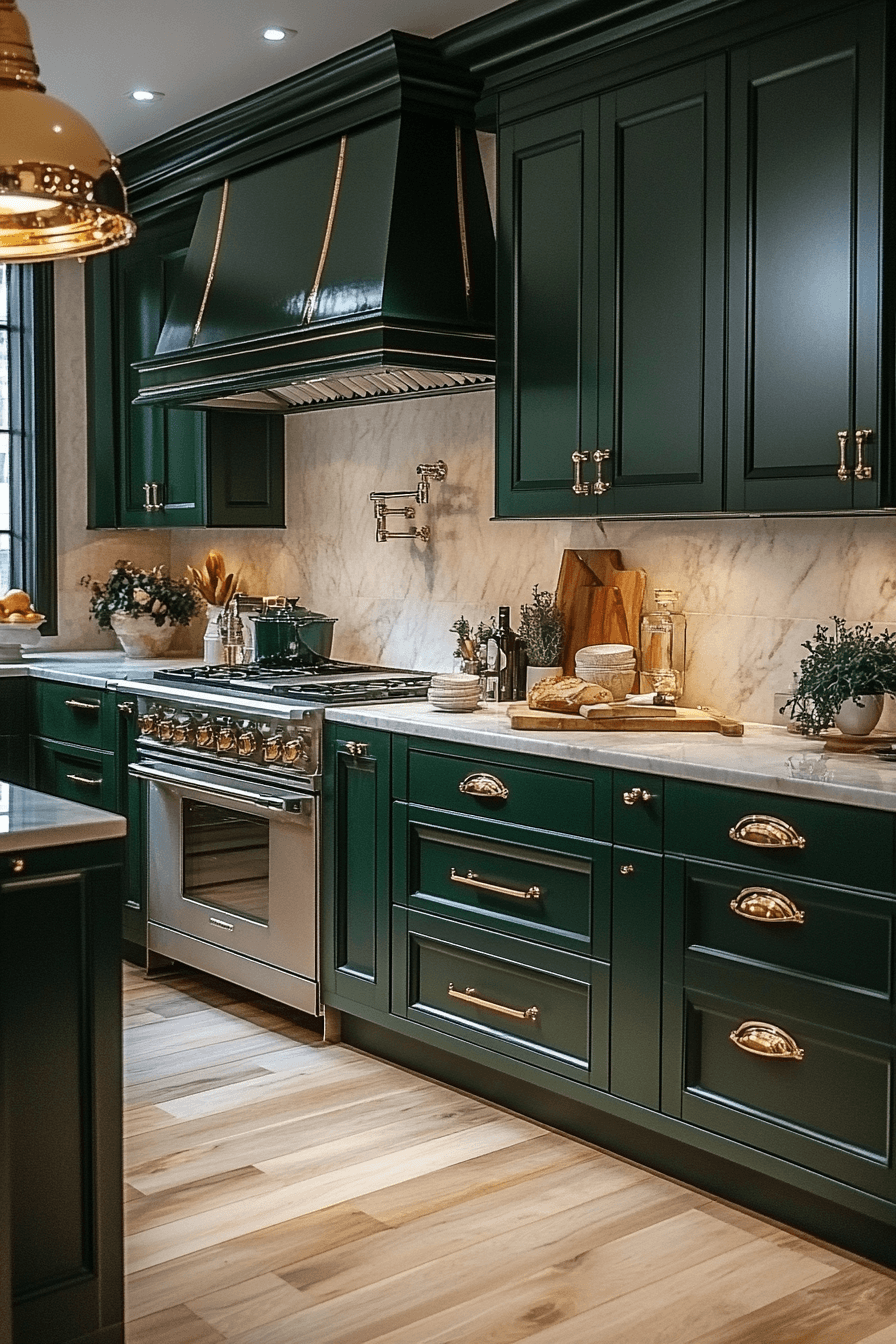 dark green kitchen cabinets