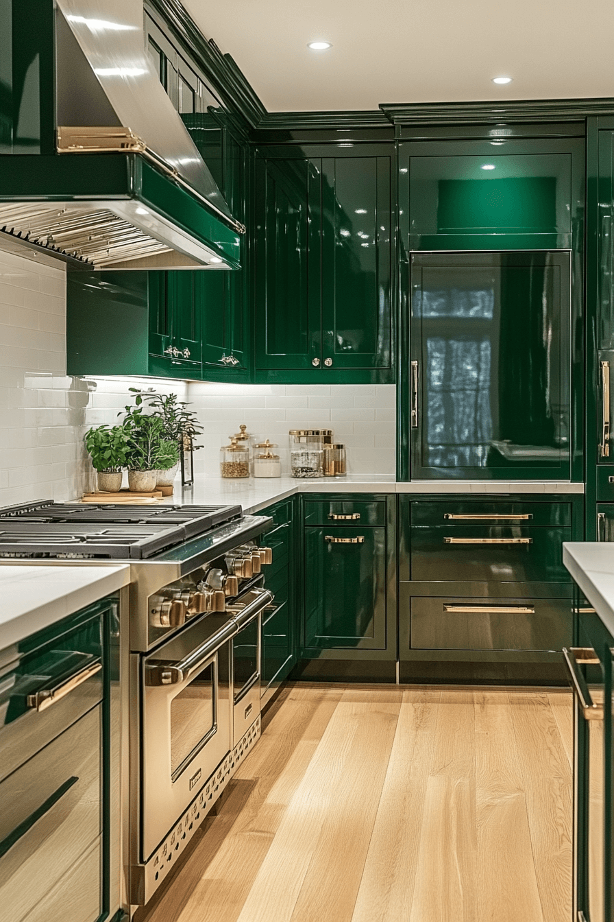 dark green kitchen cabinets