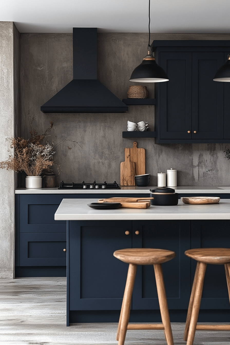 navy blue kitchen cabinets