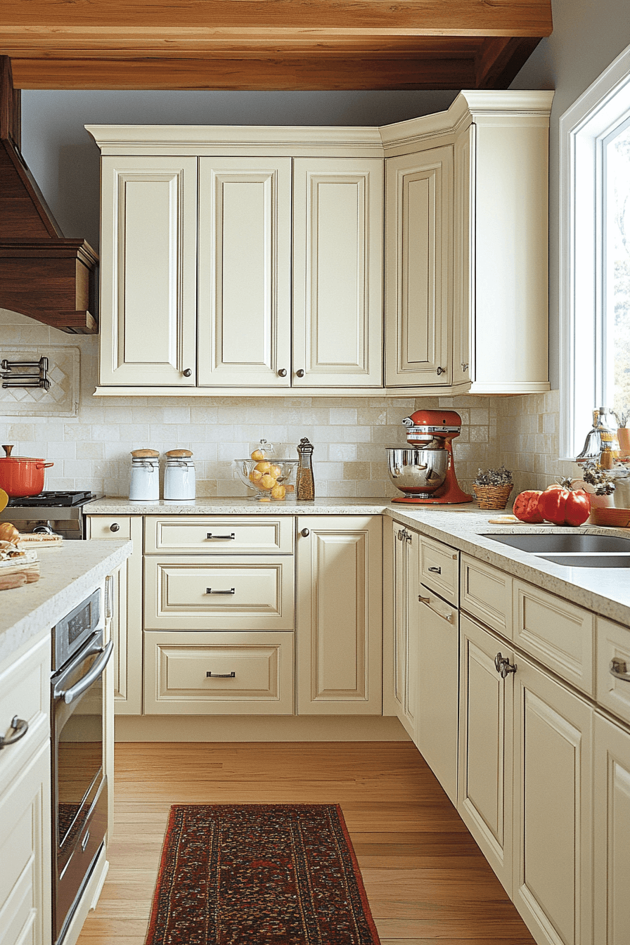 cream kitchen cabinets