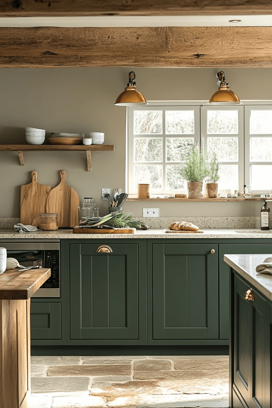 dark green kitchen cabinets