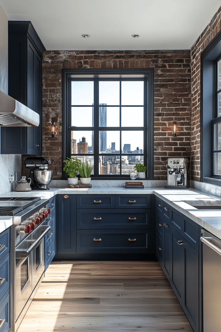 navy blue kitchen cabinets