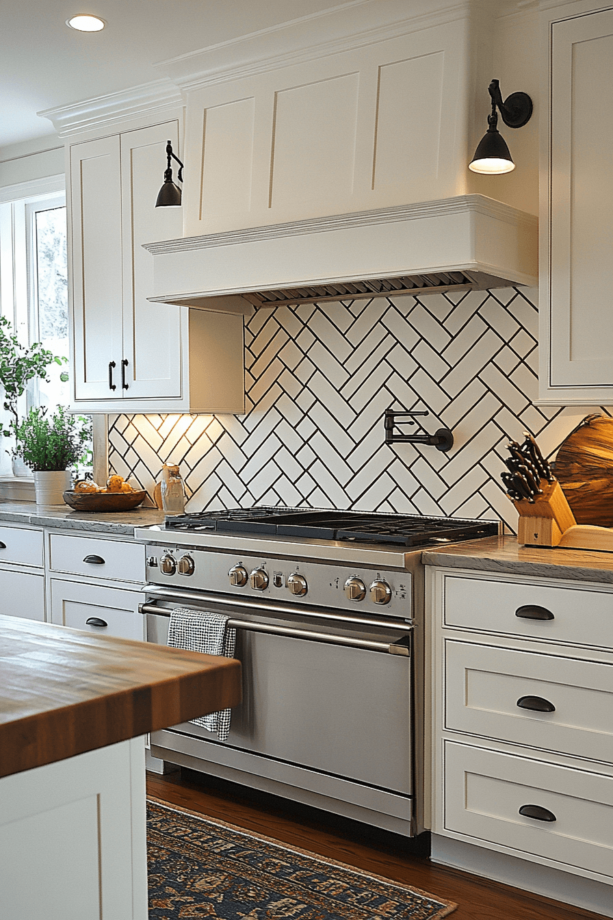 kitchen backsplash with white cabinets