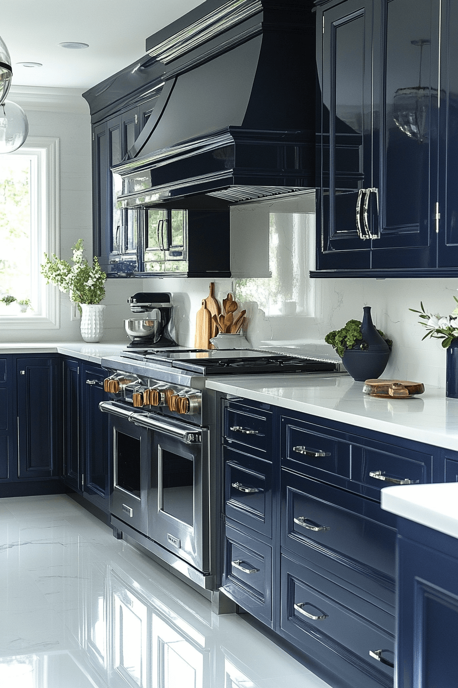 navy blue kitchen cabinets