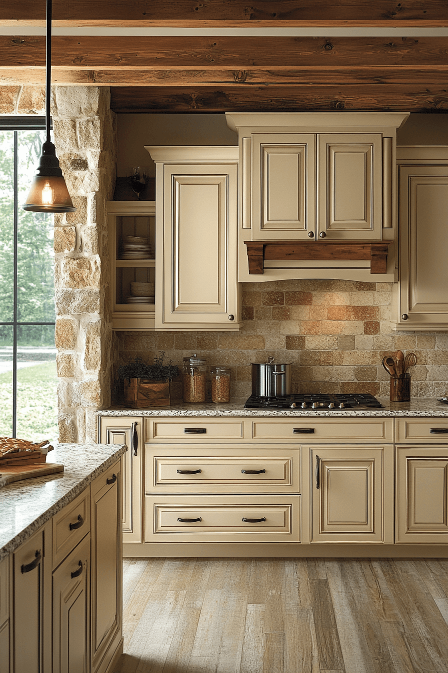 beige kitchen cabinets