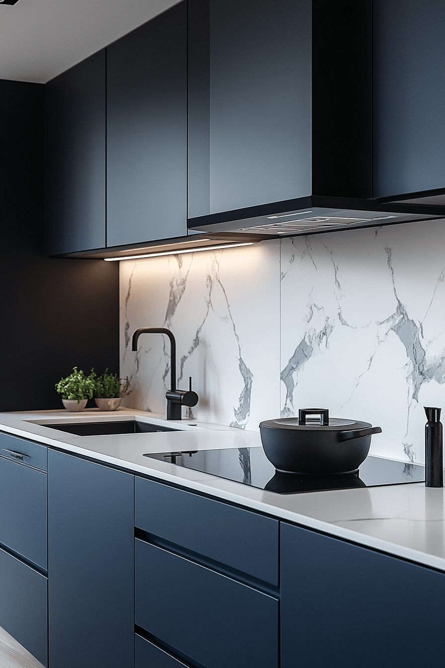 navy blue kitchen cabinets